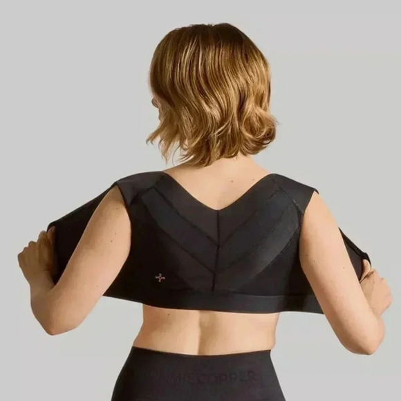 NWT Tommie Copper Black Shoulder Support Bra With Zipper 2XL Compression - Picture 2 of 13